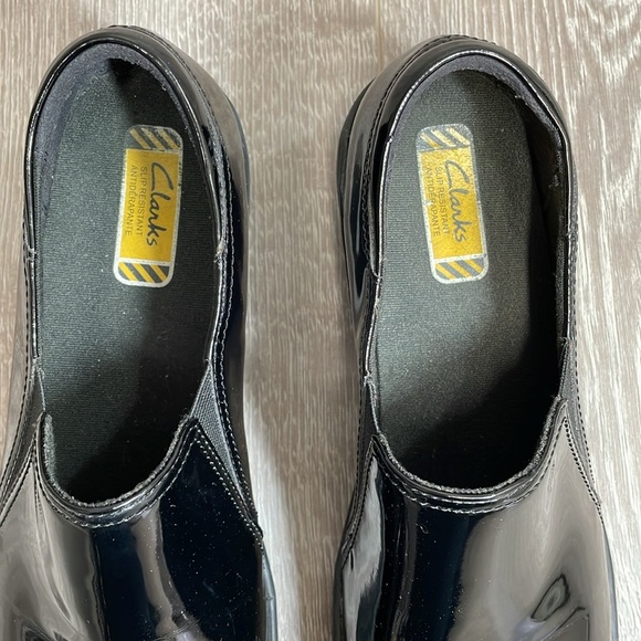 Clarks Grasp Chime Clogs Black Patent Slip Resistant Work Shoes 8M - Picture 6 of 15